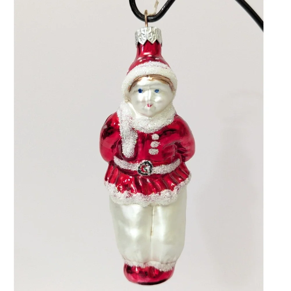 Vintage Ice Skate Child Victorian Blown Glass Ornament 5